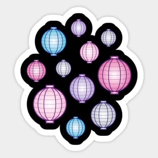 Lanterns | Mid Autumn Festival | Blue Pink Purple | Black Sticker